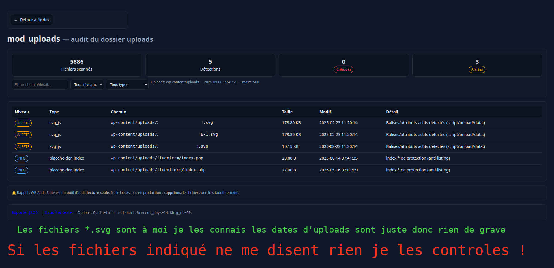 mod_uploads.php vérifie la présence de fichiers PHP,
l’existence de fichiers index.php vides (anti-énumération, “Silence is golden”). mod_uploads.php vérifie la présence de fichiers PHP,
l’existence de fichiers index.php vides (anti-énumération, “Silence is golden”).